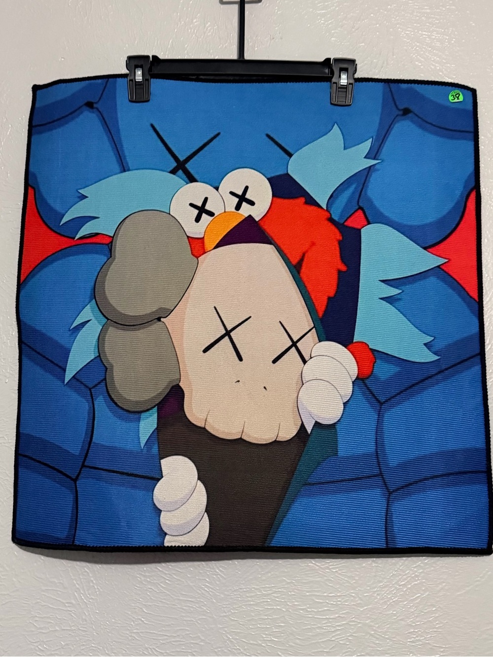 Custom Made Kaws Elmo Graphic Pop Art Rug/Room Decor 24x24 in.